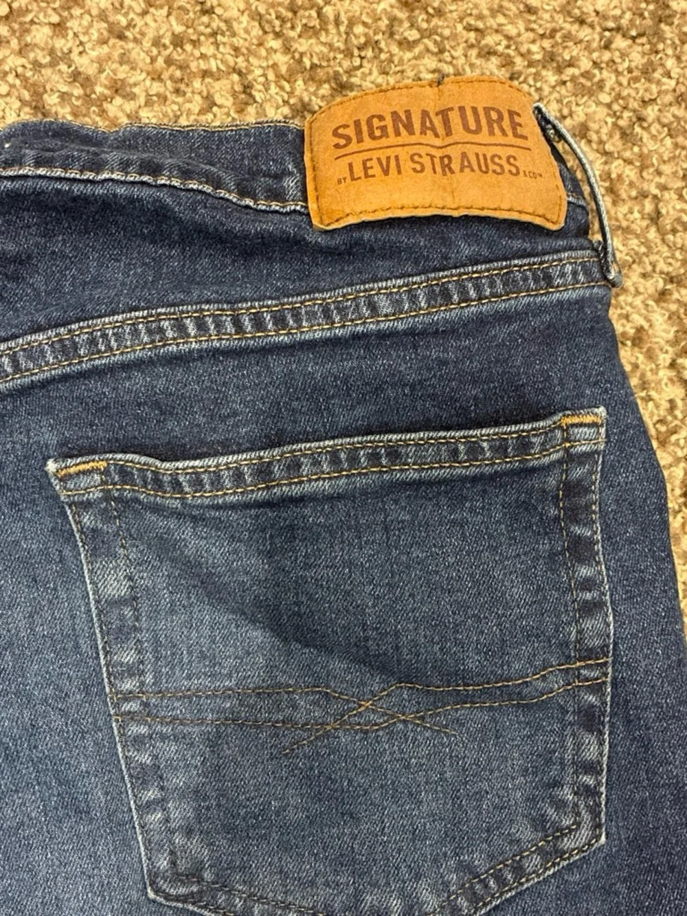 Signature by Levi Strauss Dark Blue Denim Cutoff Shorts